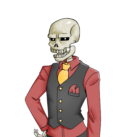 Skeleton Sprite Squinting Forward, Sweating And Talking